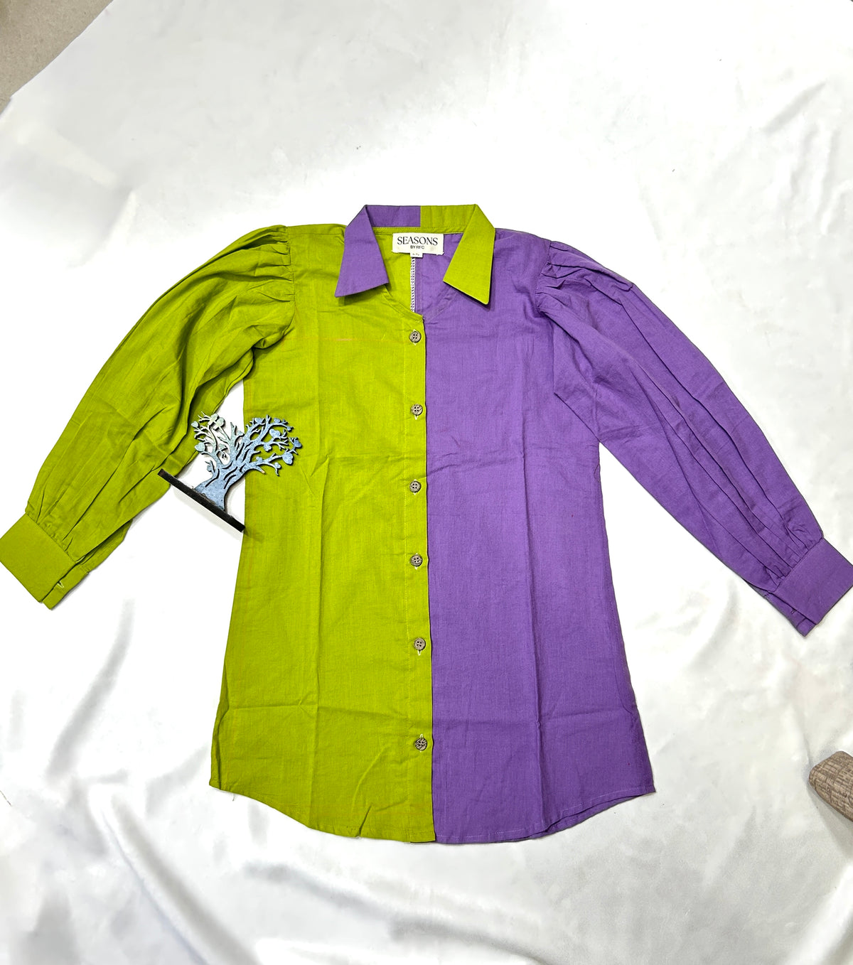 ONE PIECE SHIRT GREEN & PURPLE