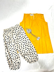 YELLOW TOP DOTS PRINTED COTTON