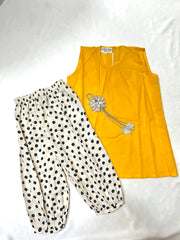 YELLOW TOP DOTS PRINTED COTTON
